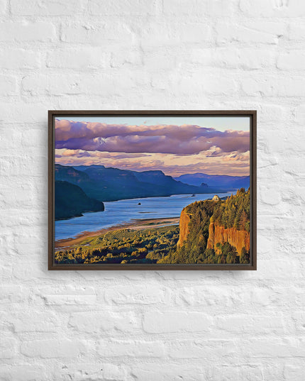Columbia River Gorge - Digital Art - Framed canvas
