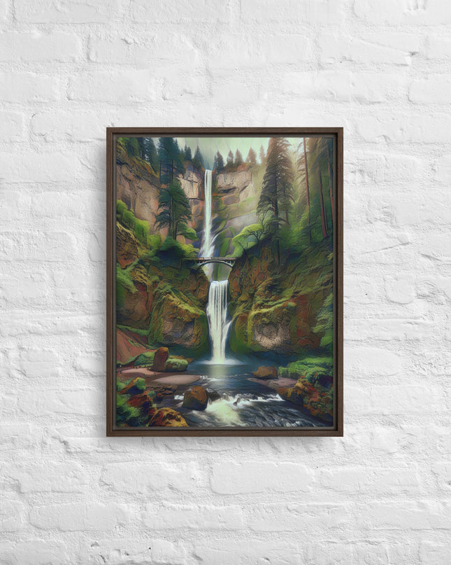 Multnomah Falls - Digital Art - Framed canvas