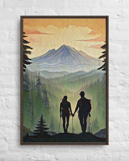 Oregon Hikers - Digital Art - Framed canvas