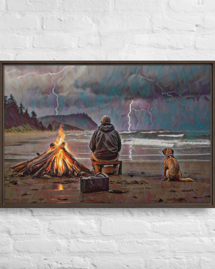 Bonfire in the Storm Digital Art - Framed canvas