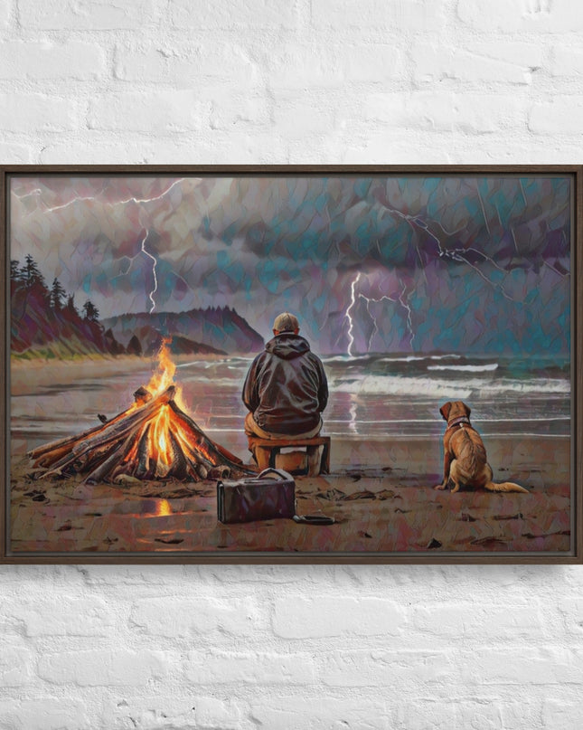 Bonfire in the Storm Digital Art - Framed canvas
