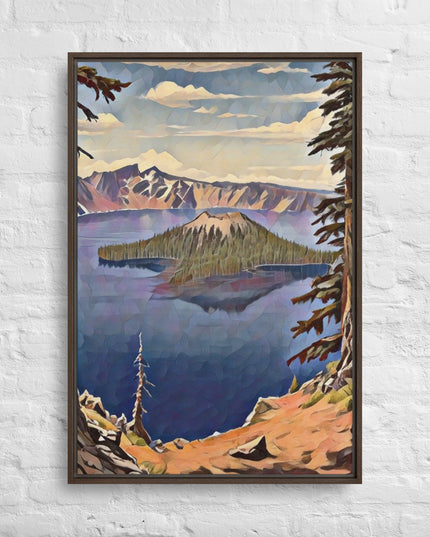 Crater Lake - Digital Art - Framed canvas