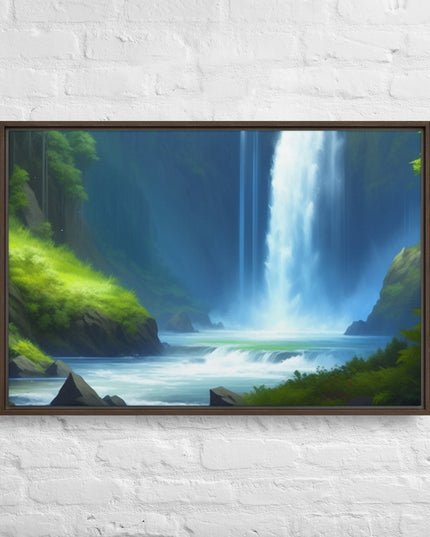 Oregon Waterfall - Digital Art - Framed canvas