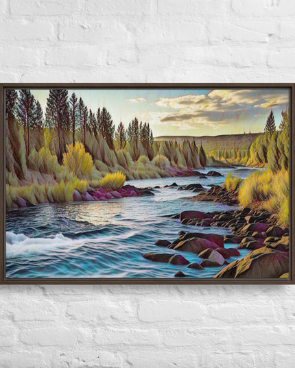 Oregon River - Digital Art - Framed canvas