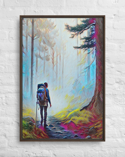 Hiking the Oregon Woods - Digital Art - Framed canvas