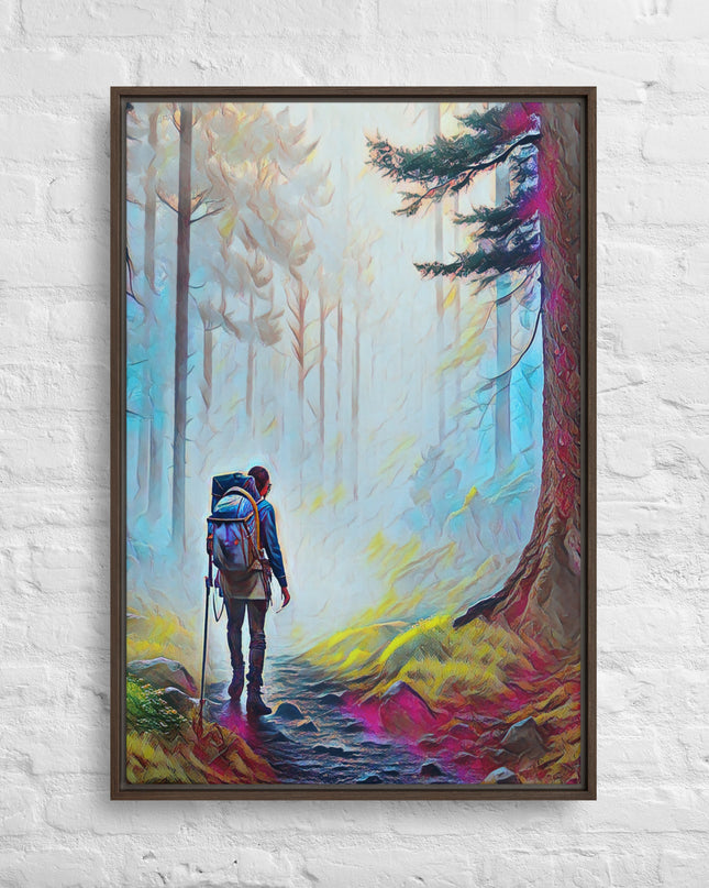 Hiking the Oregon Woods - Digital Art - Framed canvas