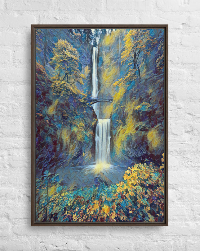 Multnomah Falls/Blue - Digital Art - Framed canvas