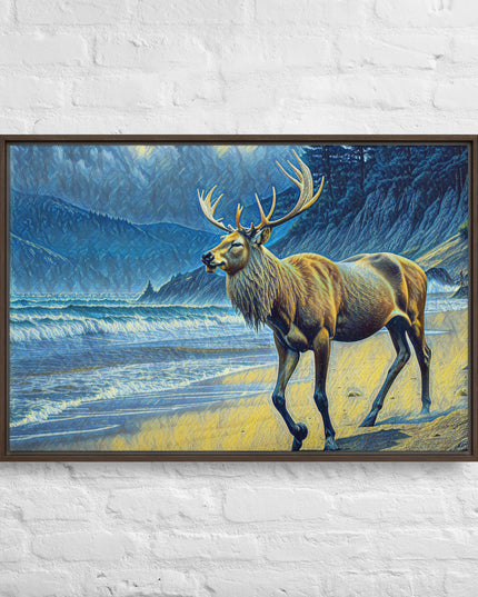 Elk on the Beach - Framed canvas