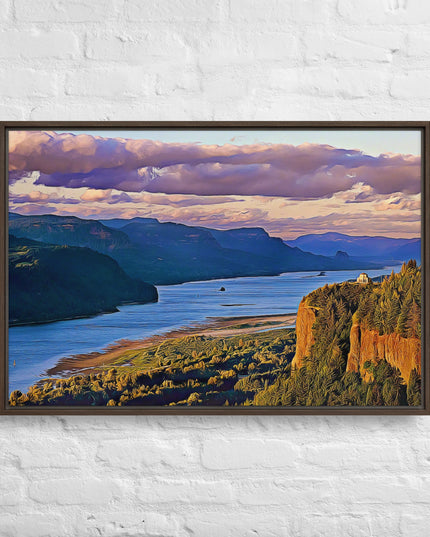 Columbia River Gorge - Digital Art - Framed canvas