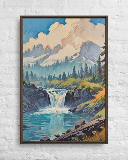 Oregon Hidden Pool - Digital Art Framed canvas