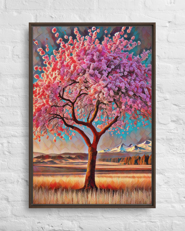 Oregon Cherry Blossoms - Digital Art - Framed canvas