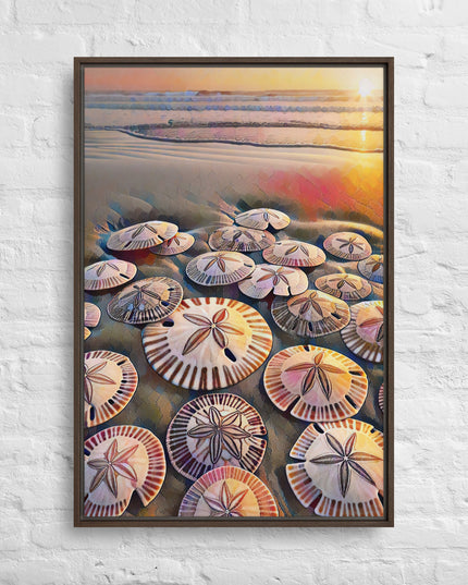 Oregon Sand Dollars - Digital Art -Framed canvas