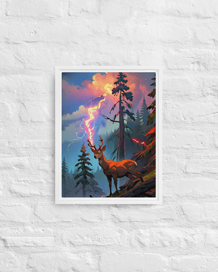 Oregon Lightning Strike - Digital Art - Framed canvas