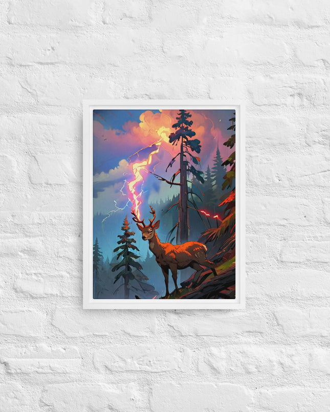 Oregon Lightning Strike - Digital Art - Framed canvas