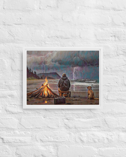Bonfire in the Storm Digital Art - Framed canvas