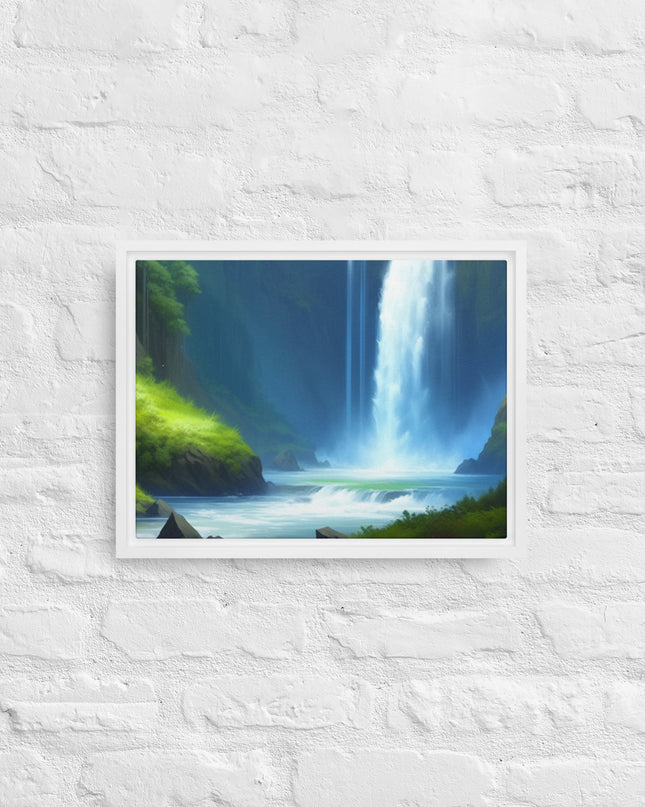 Oregon Waterfall - Digital Art - Framed canvas