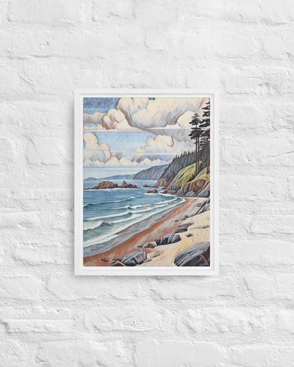 Oregon Coastline - Digital Art - Framed canvas