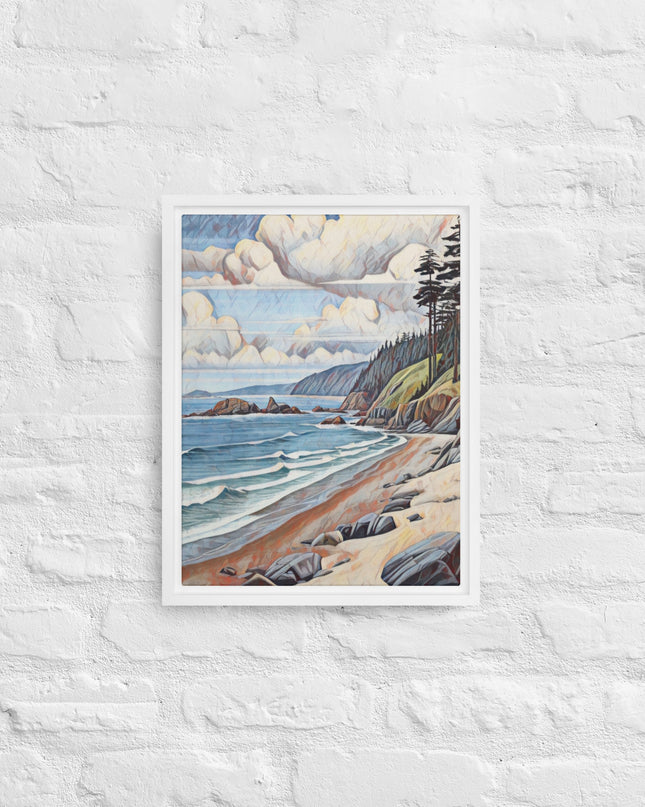 Oregon Coastline - Digital Art - Framed canvas