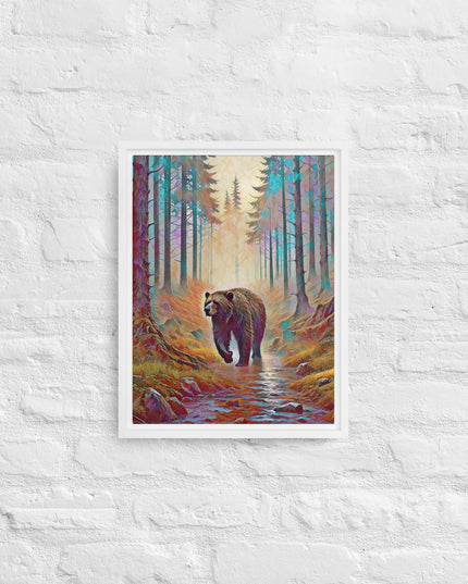 Oregon Bear in the Woods - Digital Art - Framed canvas