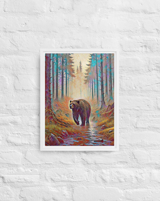 Oregon Bear in the Woods - Digital Art - Framed canvas