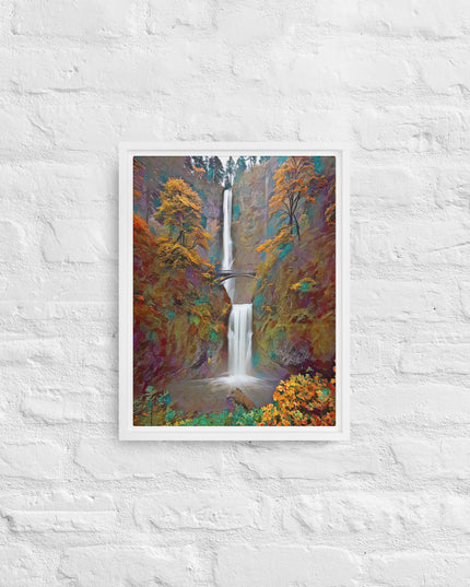 Multnomah Falls/Autumn - Digital Art - Framed canvas