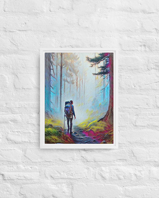 Hiking the Oregon Woods - Digital Art - Framed canvas