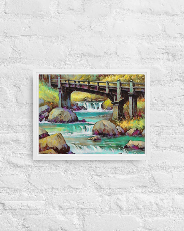 Oregon Bridge - Digital Art - Framed canvas