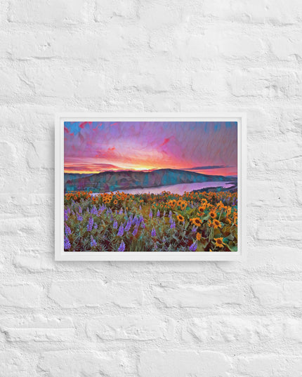 Columbia Gorge Wildflowers - Digital Art - Framed canvas