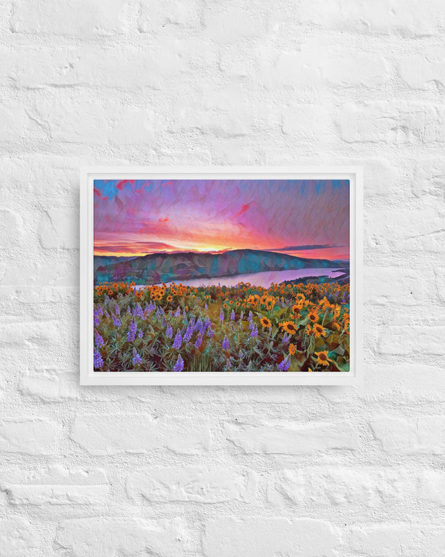 Columbia Gorge Wildflowers - Digital Art - Framed canvas