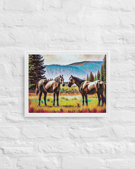 Central Oregon Horses - Digital Art - Framed canvas