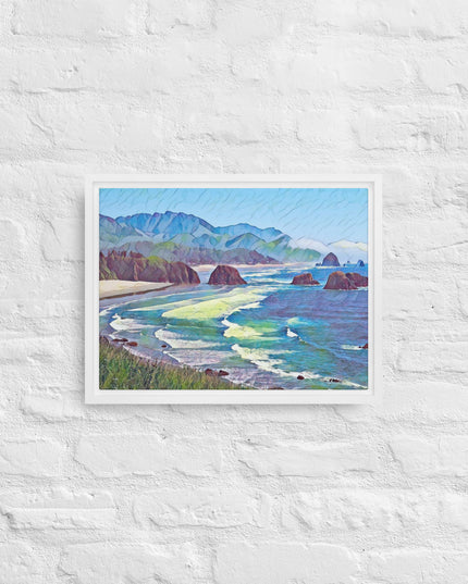 Ecola State Park - Digital Art - Framed canvas