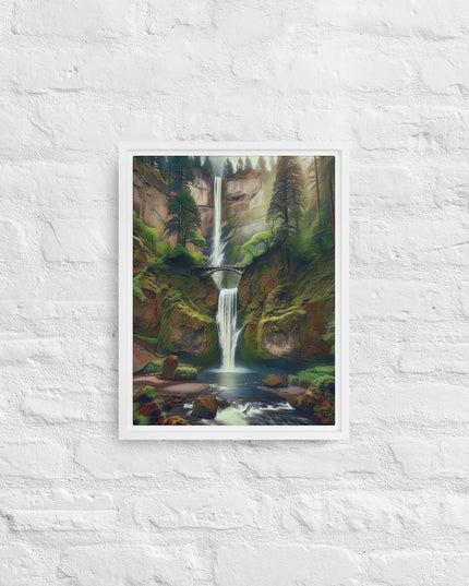 Multnomah Falls - Digital Art - Framed canvas