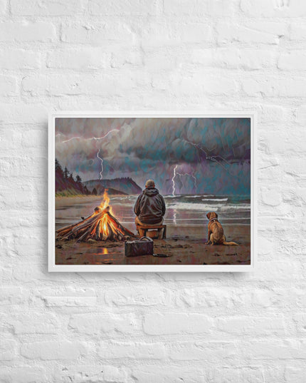 Bonfire in the Storm Digital Art - Framed canvas