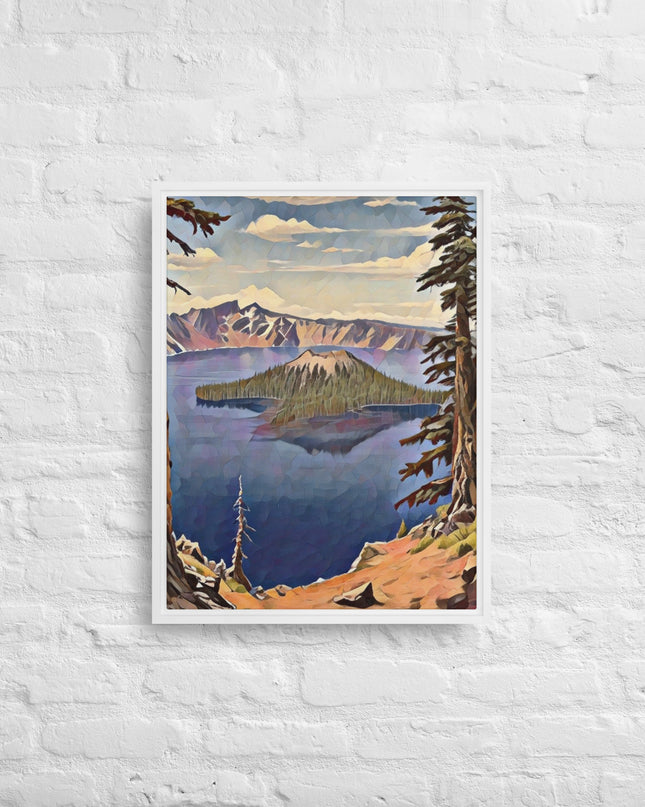 Crater Lake - Digital Art - Framed canvas