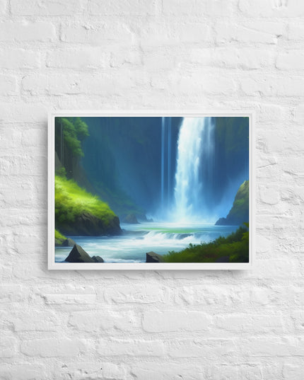 Oregon Waterfall - Digital Art - Framed canvas