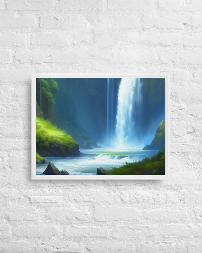 Oregon Waterfall - Digital Art - Framed canvas
