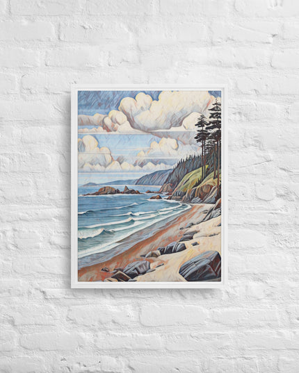 Oregon Coastline - Digital Art - Framed canvas