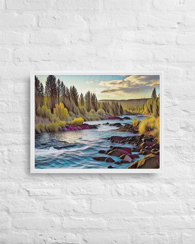 Oregon River - Digital Art - Framed canvas