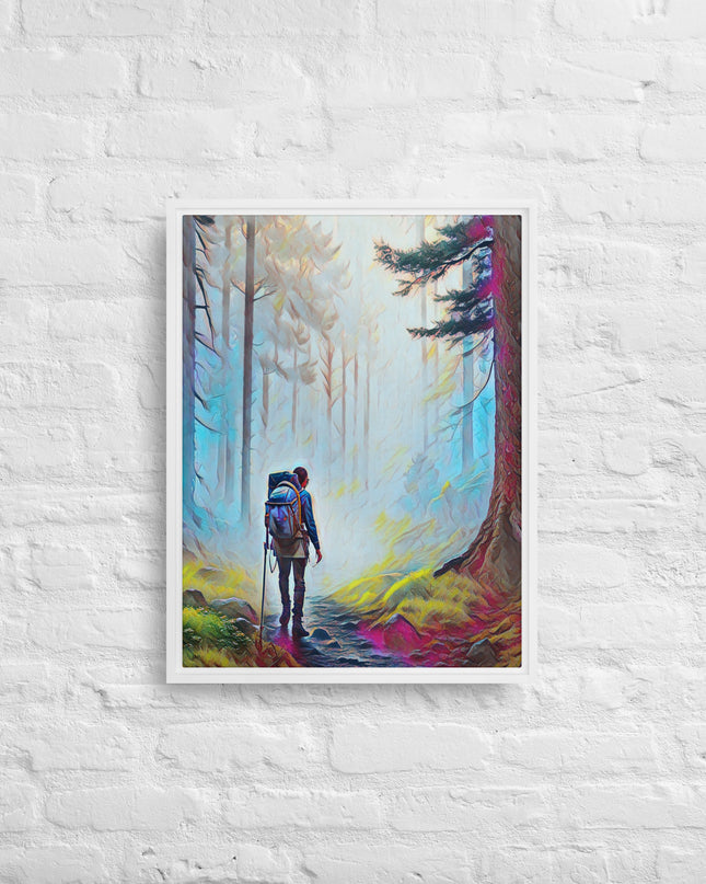 Hiking the Oregon Woods - Digital Art - Framed canvas
