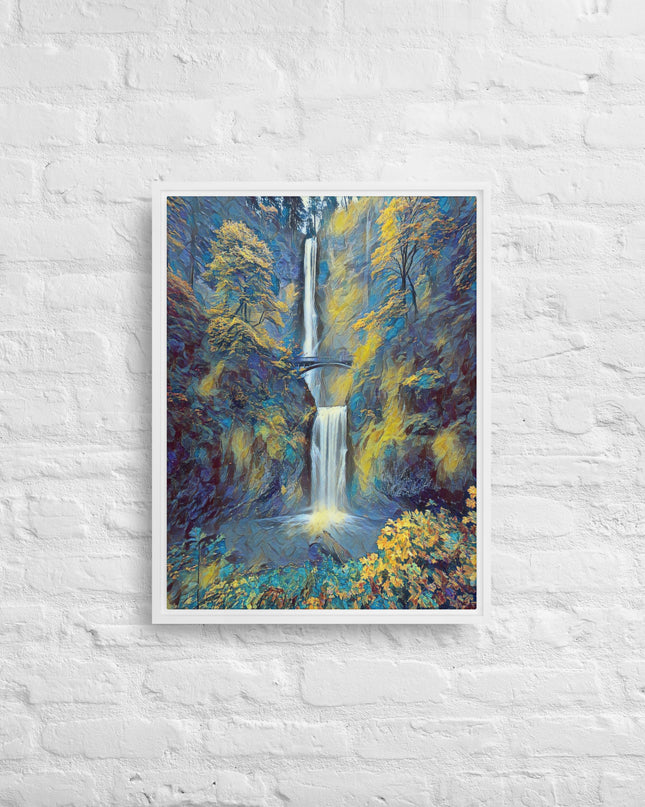 Multnomah Falls/Blue - Digital Art - Framed canvas