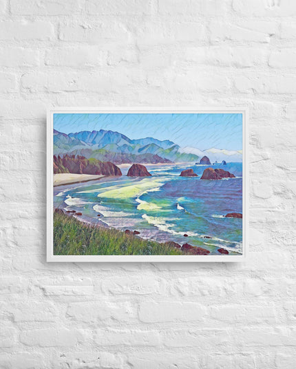 Ecola State Park - Digital Art - Framed canvas