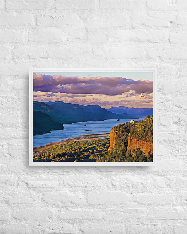 Columbia River Gorge - Digital Art - Framed canvas