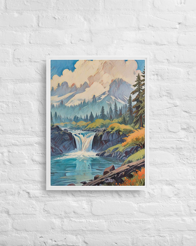 Oregon Hidden Pool - Digital Art Framed canvas