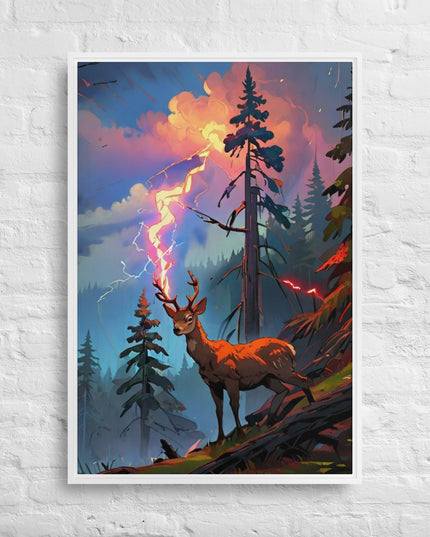 Oregon Lightning Strike - Digital Art - Framed canvas