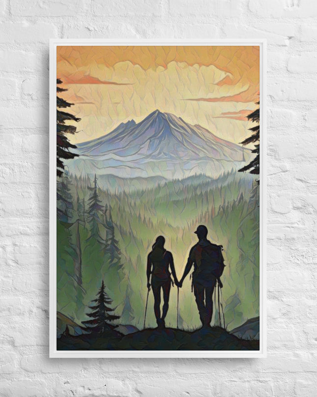Oregon Hikers - Digital Art - Framed canvas