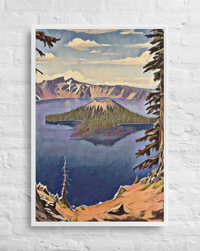 Crater Lake - Digital Art - Framed canvas