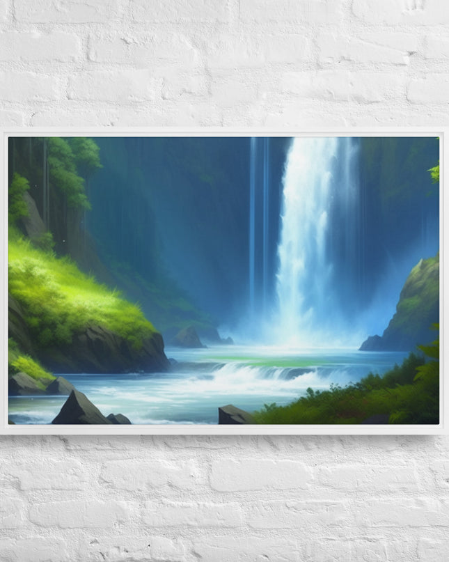 Oregon Waterfall - Digital Art - Framed canvas