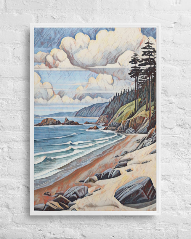 Oregon Coastline - Digital Art - Framed canvas