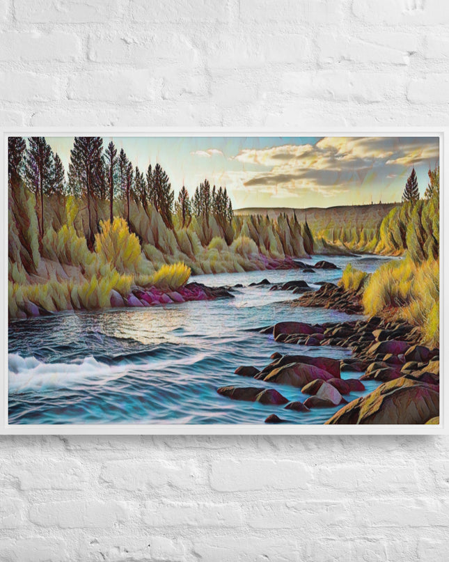 Oregon River - Digital Art - Framed canvas
