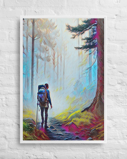 Hiking the Oregon Woods - Digital Art - Framed canvas